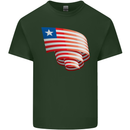 Curled Liberia Flag Liberian Day Football Mens Cotton T-Shirt Tee Top Forest Green