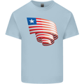 Curled Liberia Flag Liberian Day Football Mens Cotton T-Shirt Tee Top Light Blue