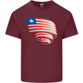 Curled Liberia Flag Liberian Day Football Mens Cotton T-Shirt Tee Top Maroon