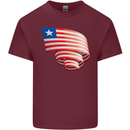 Curled Liberia Flag Liberian Day Football Mens Cotton T-Shirt Tee Top Maroon
