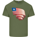 Curled Liberia Flag Liberian Day Football Mens Cotton T-Shirt Tee Top Military Green