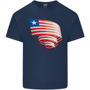 Curled Liberia Flag Liberian Day Football Mens Cotton T-Shirt Tee Top Navy Blue