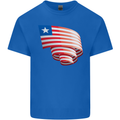 Curled Liberia Flag Liberian Day Football Mens Cotton T-Shirt Tee Top Royal Blue