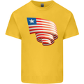 Curled Liberia Flag Liberian Day Football Mens Cotton T-Shirt Tee Top Yellow