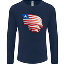 Curled Liberia Flag Liberian Day Football Mens Long Sleeve T-Shirt Navy Blue