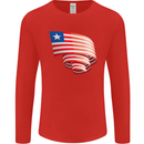 Curled Liberia Flag Liberian Day Football Mens Long Sleeve T-Shirt Red