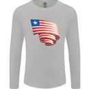 Curled Liberia Flag Liberian Day Football Mens Long Sleeve T-Shirt Sports Grey