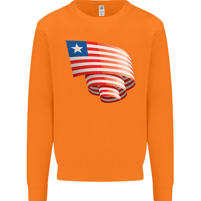Curled Liberia Flag Liberian Day Football Mens Sweatshirt Jumper Orange