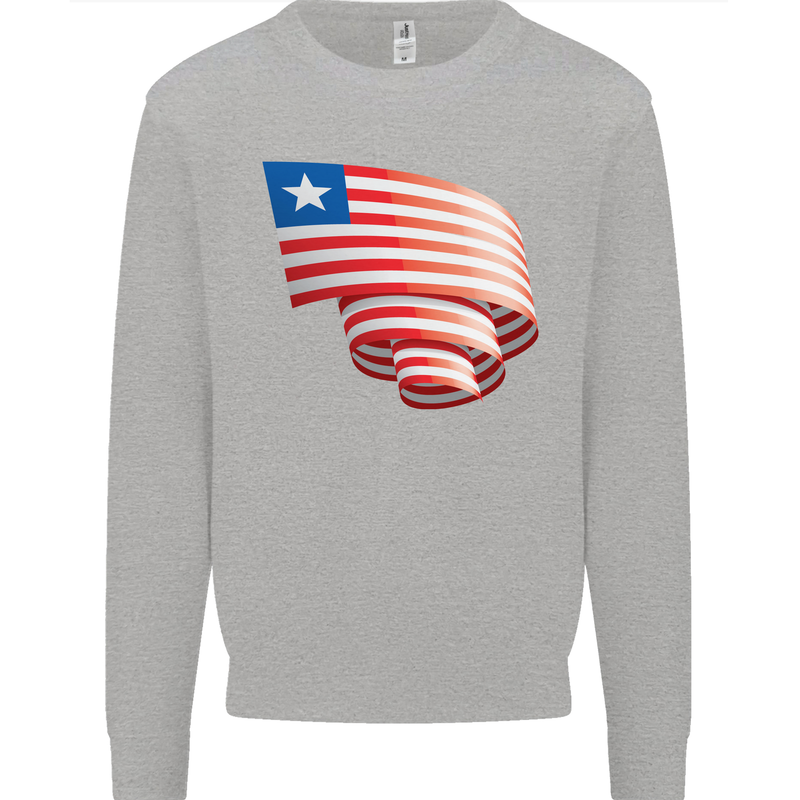 Curled Liberia Flag Liberian Day Football Mens Sweatshirt Jumper Sports Grey
