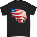 Curled Liberia Flag Liberian Day Football Mens T-Shirt 100% Cotton Black