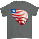 Curled Liberia Flag Liberian Day Football Mens T-Shirt 100% Cotton Charcoal