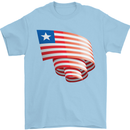 Curled Liberia Flag Liberian Day Football Mens T-Shirt 100% Cotton Light Blue