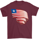 Curled Liberia Flag Liberian Day Football Mens T-Shirt 100% Cotton Maroon