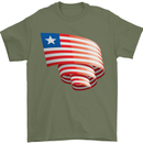 Curled Liberia Flag Liberian Day Football Mens T-Shirt 100% Cotton Military Green