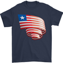 Curled Liberia Flag Liberian Day Football Mens T-Shirt 100% Cotton Navy Blue