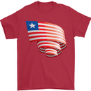 Curled Liberia Flag Liberian Day Football Mens T-Shirt 100% Cotton Red