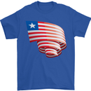 Curled Liberia Flag Liberian Day Football Mens T-Shirt 100% Cotton Royal Blue