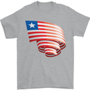 Curled Liberia Flag Liberian Day Football Mens T-Shirt 100% Cotton Sports Grey