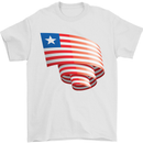 Curled Liberia Flag Liberian Day Football Mens T-Shirt 100% Cotton White