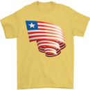 Curled Liberia Flag Liberian Day Football Mens T-Shirt 100% Cotton Yellow