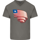 Curled Liberia Flag Liberian Day Football Mens V-Neck Cotton T-Shirt Charcoal