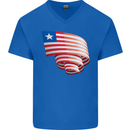 Curled Liberia Flag Liberian Day Football Mens V-Neck Cotton T-Shirt Royal Blue