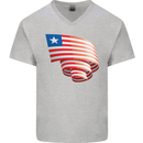 Curled Liberia Flag Liberian Day Football Mens V-Neck Cotton T-Shirt Sports Grey