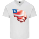 Curled Liberia Flag Liberian Day Football Mens V-Neck Cotton T-Shirt White