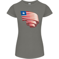 Curled Liberia Flag Liberian Day Football Womens Petite Cut T-Shirt Charcoal