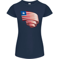 Curled Liberia Flag Liberian Day Football Womens Petite Cut T-Shirt Navy Blue
