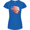 Curled Liberia Flag Liberian Day Football Womens Petite Cut T-Shirt Royal Blue