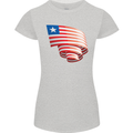 Curled Liberia Flag Liberian Day Football Womens Petite Cut T-Shirt Sports Grey