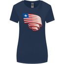 Curled Liberia Flag Liberian Day Football Womens Wider Cut T-Shirt Navy Blue