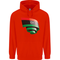 Curled Libya Flag Libyan Day Football Childrens Kids Hoodie Bright Red