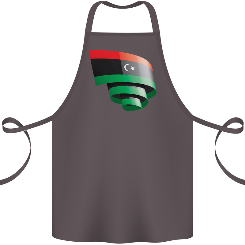 Curled Libya Flag Libyan Day Football Cotton Apron 100% Organic Dark Grey