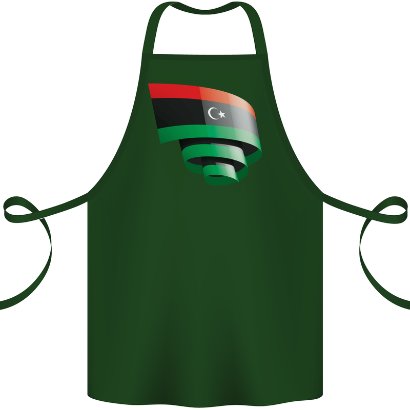 Curled Libya Flag Libyan Day Football Cotton Apron 100% Organic Forest Green