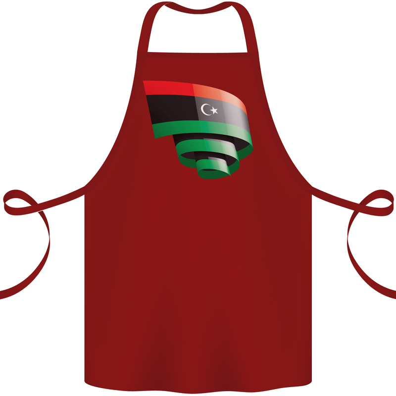 Curled Libya Flag Libyan Day Football Cotton Apron 100% Organic Maroon
