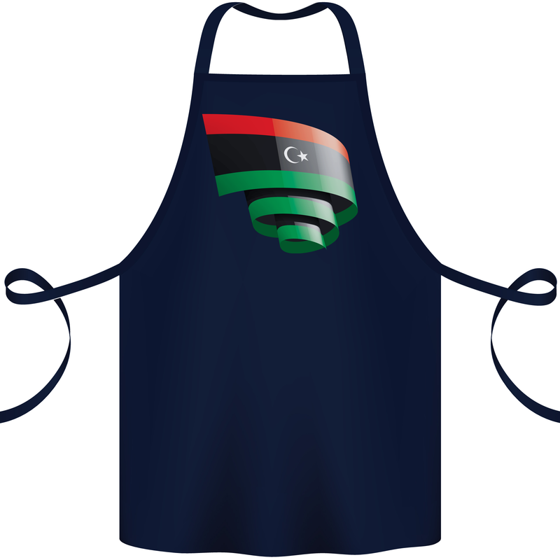 Curled Libya Flag Libyan Day Football Cotton Apron 100% Organic Navy Blue