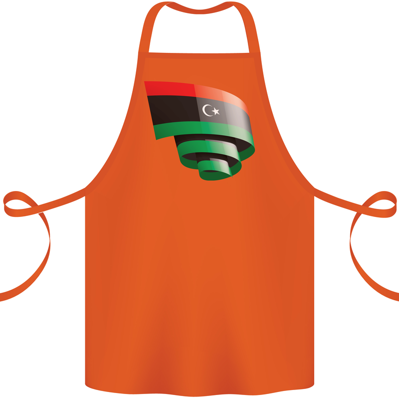 Curled Libya Flag Libyan Day Football Cotton Apron 100% Organic Orange