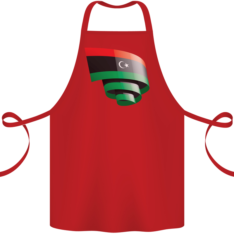 Curled Libya Flag Libyan Day Football Cotton Apron 100% Organic Red