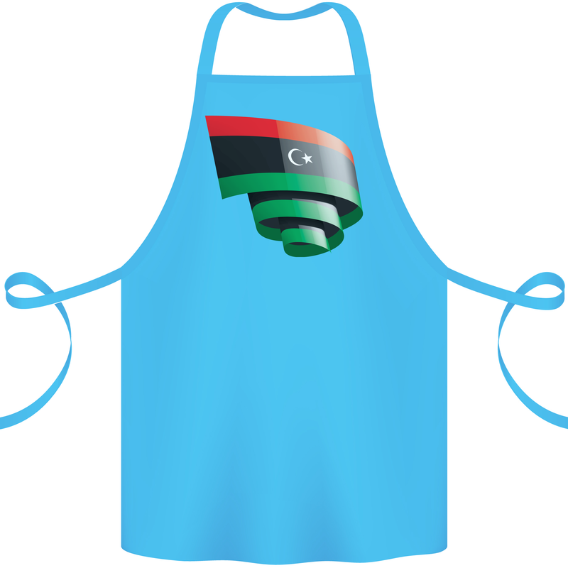 Curled Libya Flag Libyan Day Football Cotton Apron 100% Organic Turquoise
