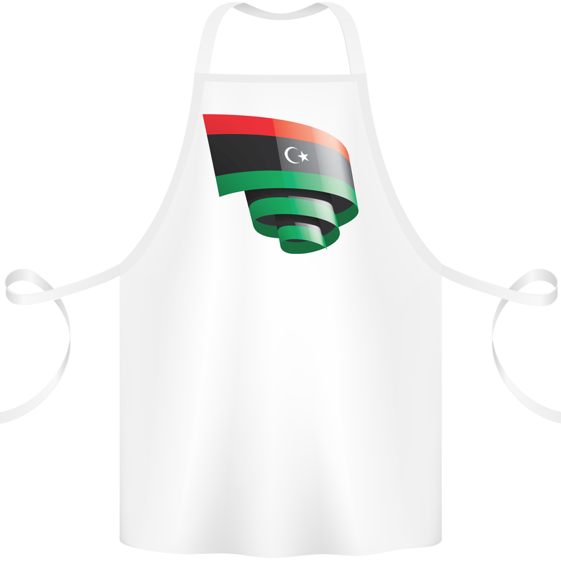 Curled Libya Flag Libyan Day Football Cotton Apron 100% Organic White