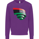 Curled Libya Flag Libyan Day Football Kids Sweatshirt Jumper Purple