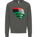Curled Libya Flag Libyan Day Football Kids Sweatshirt Jumper Storm Grey
