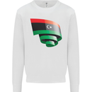 Curled Libya Flag Libyan Day Football Kids Sweatshirt Jumper White