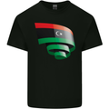 Curled Libya Flag Libyan Day Football Kids T-Shirt Childrens Black