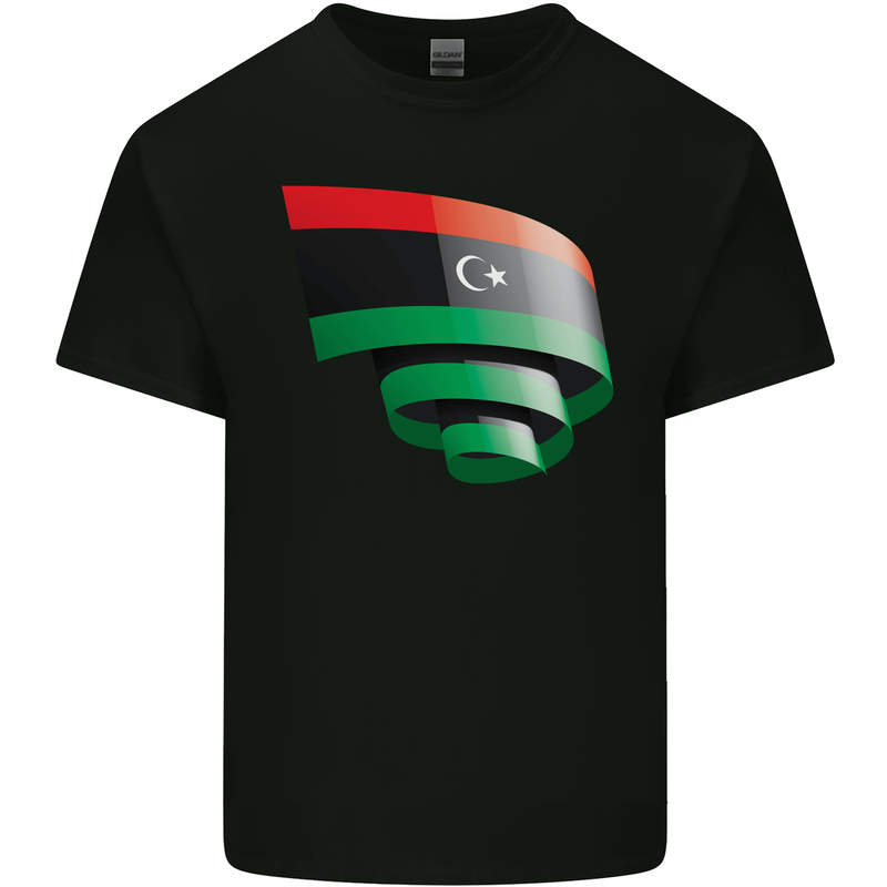Curled Libya Flag Libyan Day Football Kids T-Shirt Childrens Black