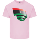 Curled Libya Flag Libyan Day Football Kids T-Shirt Childrens Light Pink