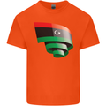 Curled Libya Flag Libyan Day Football Kids T-Shirt Childrens Orange
