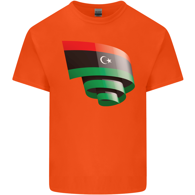 Curled Libya Flag Libyan Day Football Kids T-Shirt Childrens Orange